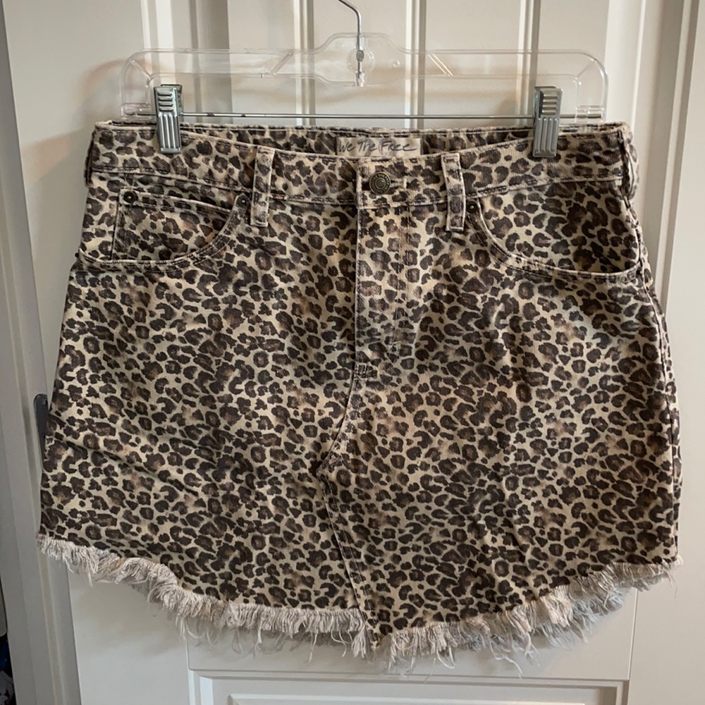 Free People Cheetah Jean skirt